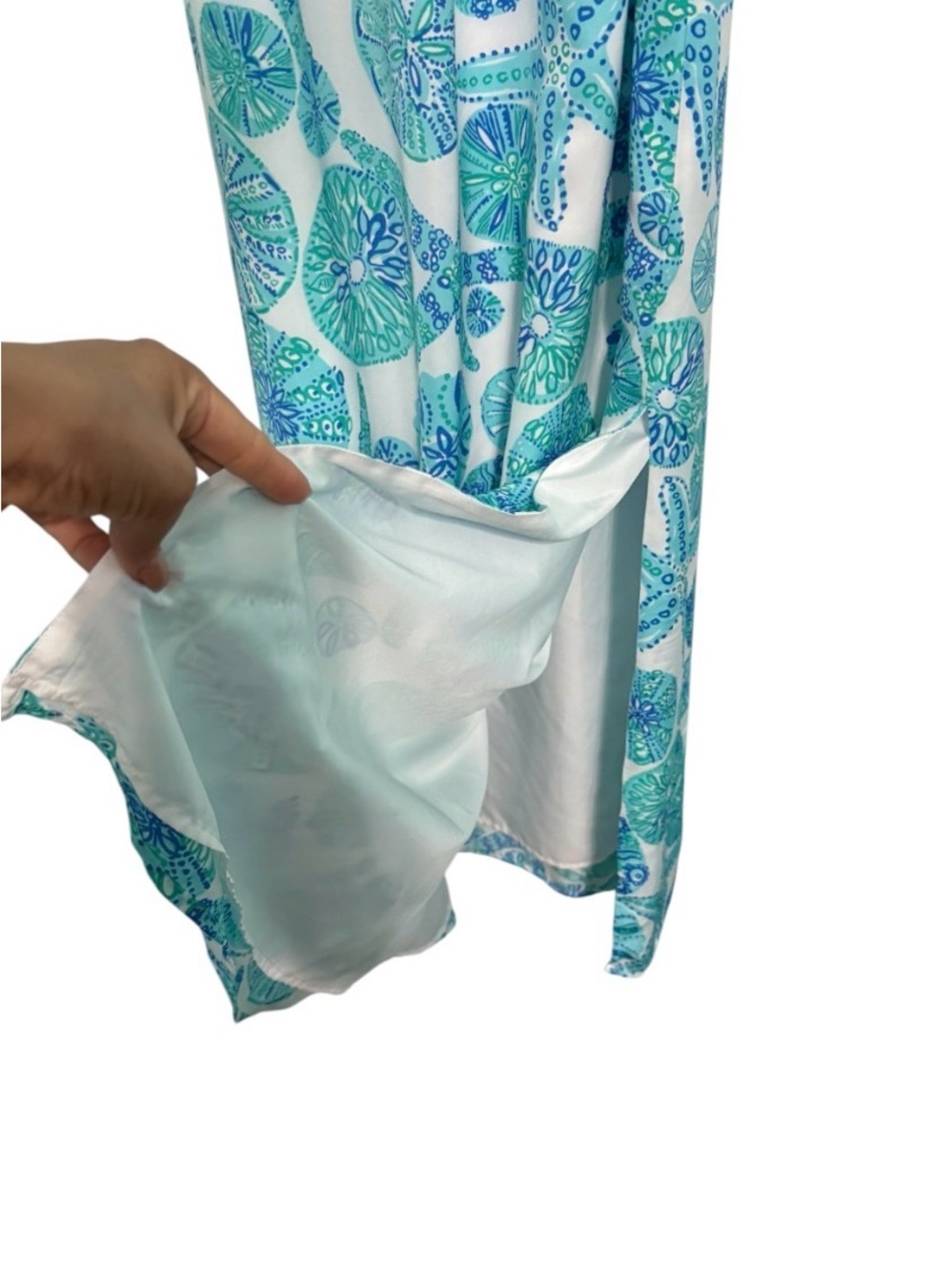 Lilly Pulitzer Blue Green Shell Print Maxi Dress XS Lined Sleeveless Resort - Picture 5 of 6